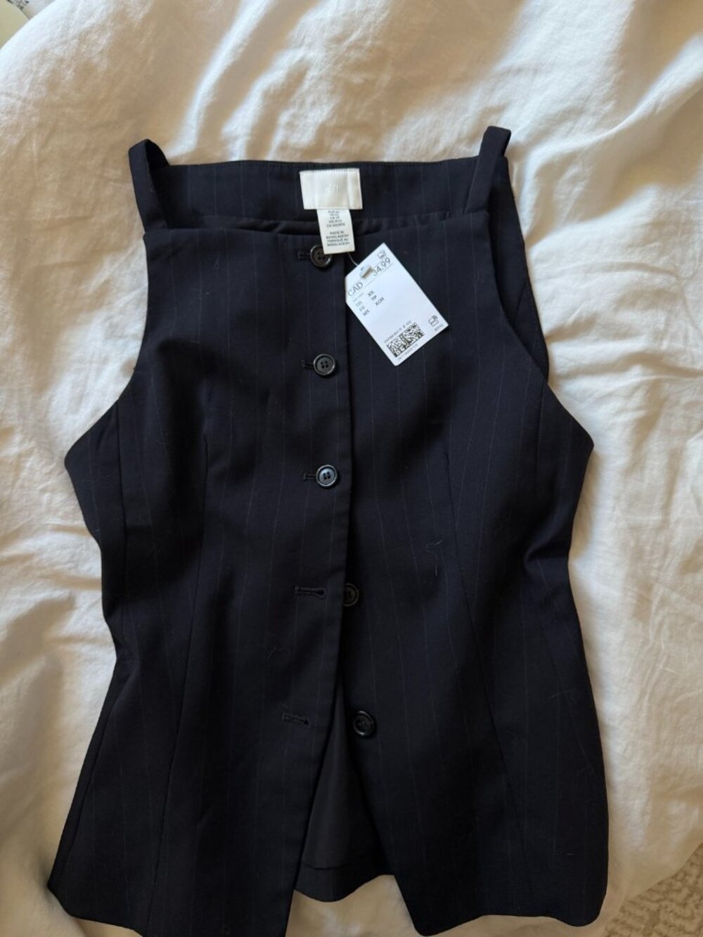 H&M Pinstripe Double Breasted Top Navy Size XS NWT
